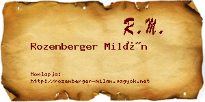 Rozenberger Milán névjegykártya